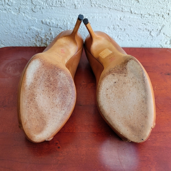 Gucci Brown Leather Whipstitch Peep-Toe Platform Pumps Size EU 37.5 (US 7-7.5) - Picture 13 of 13